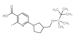 6-(3-((叔丁基二甲基甲硅烷基氧基)甲基)吡咯烷-1-基)-2-氟烟酸结构式