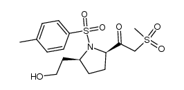 cis-2-(2-hydroxyethyl)-1-(p-tolylsulphonyl)-5-[(methylsulphonyl)acetyl]pyrrolidine结构式