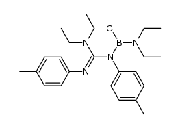 1-(chloro(diethylamino)boranyl)-3,3-diethyl-1,2-di-p-tolylguanidine结构式