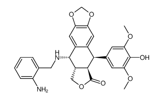 4'-O-demethyl-4β-[(3''-aminobenzyl)amino]-4-desoxypodophyllotoxin结构式