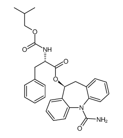 (S)-5-carbamoyl-10,11-dihydro-5H-dibenzo[b,f]azepin-10-yl (isobutoxycarbonyl)-L-phenylalaninate Structure