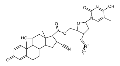 3'-azido-3'-deoxy-5'-O-((16-cyano-11-hydroxy-3-oxo-17-androsta-1,4-dienyl)carbonyl)thymidine structure