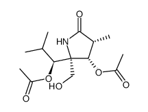 (3R,4S,5R,1'S)-4-acetoxy-5-(1'-acetoxy-2'-methylpropyl)-5-hydroxymethyl-3-methylpyrrolidin-2-one结构式