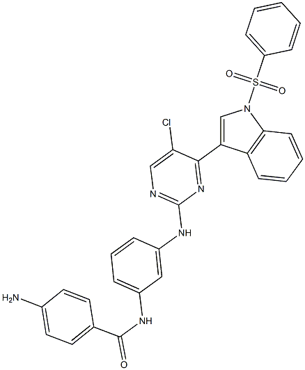 4-氨基-N-(3-((5-氯-4-(1-(苯基磺酰基)-1H-吲哚-3-基)嘧啶-2-基)氨基)苯基)苯甲酰胺结构式