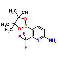 5-(4,4,5,5-Tetramethyl-[1,3,2]dioxaborolan-2-yl)-6-trifluoromethyl-pyridin-2-ylamine Structure