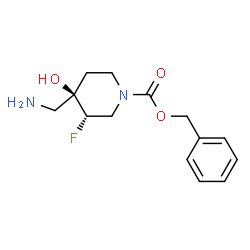 (3S,4R)-苯甲基 4-(氨基甲基)-3-氟-4-羟基哌啶-1-甲酸基酯结构式