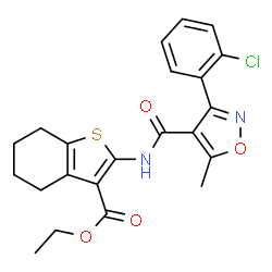 ETHYL 2-((3-(2-CHLOROPHENYL)-5-METHYLISOXAZOL-4-YL)CARBONYLAMINO)-4,5,6,7-TETRAHYDROBENZO[B]THIOPHENE-3-CARBOXYLATE结构式