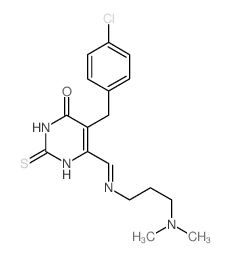4(1H)-Pyrimidinone, 5-[(4-chlorophenyl)methyl]-6-[[[3-(dimethylamino)propyl]imino]methyl]-2,3-dihydro-2-thioxo- Structure