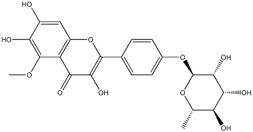 2-[4-[(6-Deoxy-α-L-mannopyranosyl)oxy]phenyl]-3,6,7-trihydroxy-5-methoxy-4H-1-benzopyran-4-one Structure