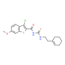 3-chloro-N-({[2-(1-cyclohexen-1-yl)ethyl]amino}carbonothioyl)-6-methoxy-1-benzothiophene-2-carboxamide Structure