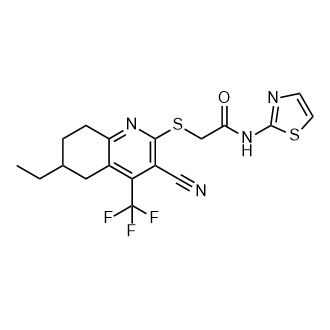 2-((3-Cyano-6-ethyl-4-(trifluoromethyl)-5,6,7,8-tetrahydroquinolin-2-yl)thio)-N-(thiazol-2-yl)acetamide Structure