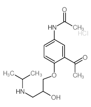Acetamide,N-[3-acetyl-4-[2-hydroxy-3-[(1-methylethyl)amino]propoxy]phenyl]-,hydrochloride (1:1) structure