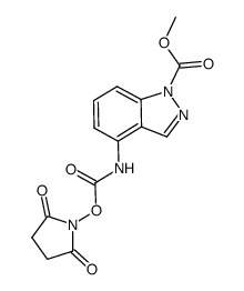 4-(2,5-dioxopyrrolidin-1-yl-oxycarbonylamino)indazole-1-carboxylic acid methyl ester结构式