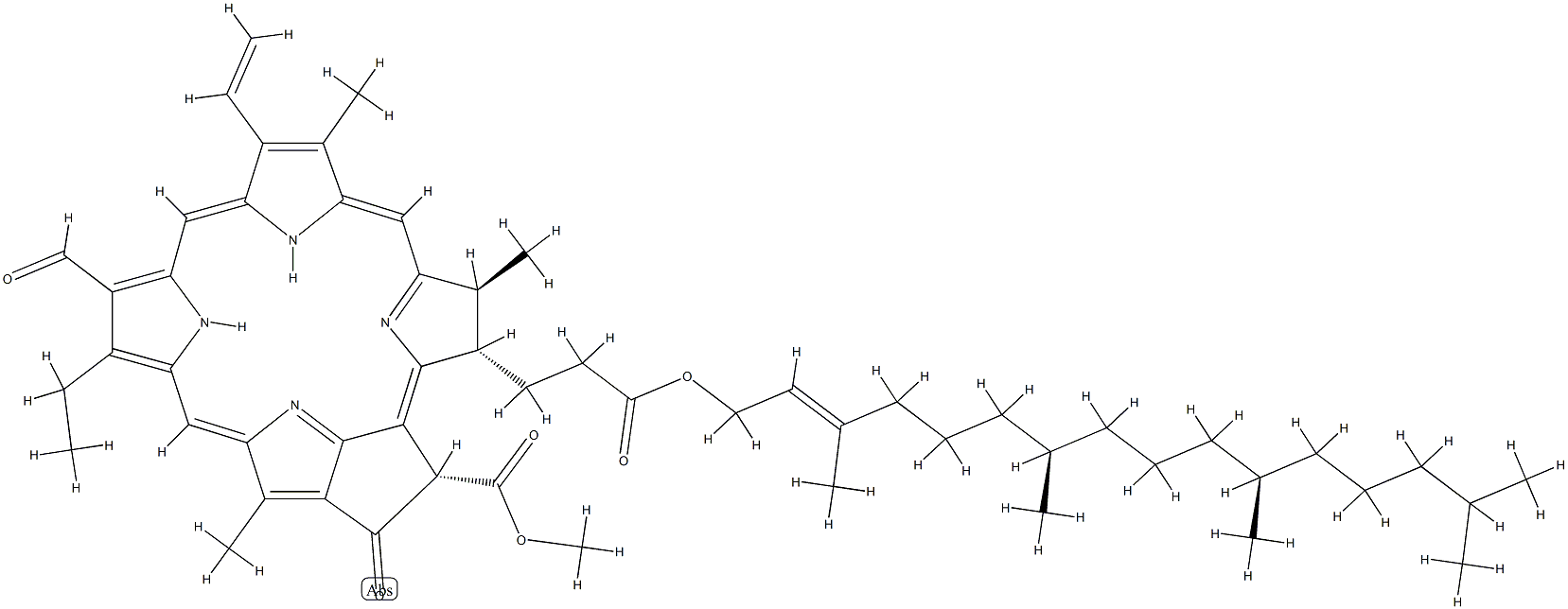 (132S,17S,18S)-31,32-Didehydro-71-oxo-132-(methoxycarbonyl)-17,18-dihydrophytoporphyrin 17-phytyl ester structure