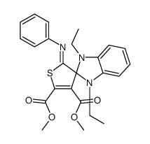 (Z)-DIMETHYL 1,3-DIETHYL-2'-(PHENYLIMINO)-1,3-DIHYDRO-2'H-SPIRO[BENZO[D]IMIDAZOLE-2,3'-THIOPHENE]-4',5'-DICARBOXYLATE结构式