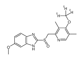 2-[[3,5-dimethyl-4-(trideuteriomethoxy)pyridin-2-yl]methylsulfinyl]-6-methoxy-1H-benzimidazole结构式