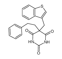 5-benzo[b]thiophen-3-ylmethyl-5-phenethyl-pyrimidine-2,4,6-trione结构式