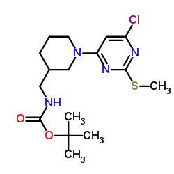 2-Methyl-2-propanyl ({1-[6-chloro-2-(methylsulfanyl)-4-pyrimidinyl]-3-piperidinyl}methyl)carbamate Structure