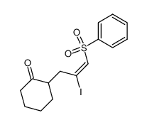 2-<(E)-2-Iodo-3-(phenylsulfonyl)-2-propenyl>cyclohexanone Structure
