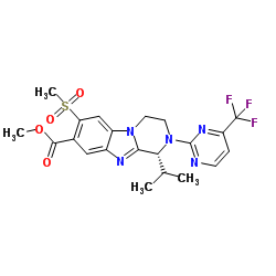 (R)-methyl 1-isopropyl-7-(methylsulfonyl)-2-(4-(trifluoromethyl)pyrimidin-2-yl)-1,2,3,4-tetrahydrobenzo[4,5]imidazo[1,2-a]pyrazine-8-carboxylate structure