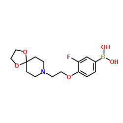 (4-(2-(1,4-dioxa-8-azaspiro[4.5]decan-8-yl)ethoxy)-3-fluorophenyl)boronic acid structure