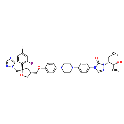 2,5-anhydro-1,3,4-trideoxy-2-(2,4-difluorophenyl)-4-({4-[4-(4-{1-[(2R,3R)-2-hydroxypentan-3-yl]-5-oxo-1,5-dihydro-4H-1,2,4-triazol-4-yl}phenyl)piperazin-1-yl]phenoxy}methyl)-1-(1H-1,2,4-triazol-1-yl)-D-threo-pentitol structure