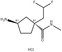 (1R,3R)-3-amino-1-(2,2-difluoroethyl)-N-methylcyclopentane-1-carboxamide hydrochloride结构式