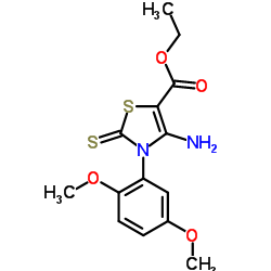 Ethyl 4-amino-3-(2,5-dimethoxyphenyl)-2-thioxo-2,3-dihydro-1,3-thiazole-5-carboxylate结构式