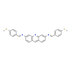 N,N'-bis[4-(methylsulfanyl)benzylidene]-3,6-acridinediamine结构式