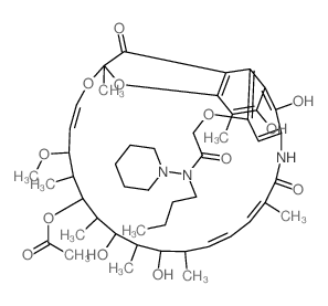 Acetamide, 2-((1,2-dihydro-5,6,17,19,21-pentahydroxy-23-methoxy-2,4,12,16,18,20,22-heptamethyl-1,11-dioxo-2,7-(epoxypentadeca(1,11,13)trienimino)naphtho(2,1-b)furan-9-yl)oxy)-N-butyl-N-piperidinyl-, 2 Structure