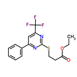 ethyl 3-{[4-phenyl-6-(trifluoromethyl)pyrimidin-2-yl]thio}propanoate picture