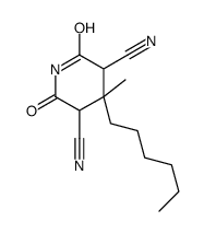 4-hexyl-4-methyl-2,6-dioxopiperidine-3,5-dicarbonitrile结构式