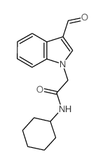N-环己基-2-(3-甲酰基-吲哚-1-基)-乙酰胺结构式