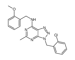 3H-1,2,3-Triazolo[4,5-d]pyrimidin-7-amine, 3-[(2-chlorophenyl)methyl]-N-[(2-methoxyphenyl)methyl]-5-methyl- (9CI)结构式