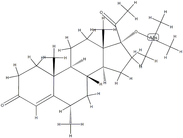 6α-Methyl-17-(trimethylsiloxy)pregn-4-ene-3,20-dione结构式