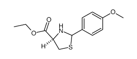 (4R) ethyl 2-(4-methoxyphenyl)thiazolidine-4-carboxylate结构式