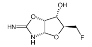 5'-Fluor-5'-desoxy-2-amino-α-D-ribofuro[1',2':4,5]oxazolin-(2)结构式