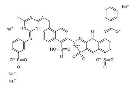 tetrasodium,(6Z)-4-benzamido-6-[[5-[[[4-fluoro-6-(3-sulfonatoanilino)-1,3,5-triazin-2-yl]amino]methyl]-1-sulfonatonaphthalen-2-yl]hydrazinylidene]-5-oxonaphthalene-1,7-disulfonate Structure