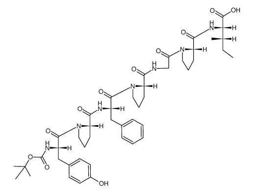 N-tert-butyloxycarbonyl-L-tyrosyl-L-prolyl-L-phenylalanyl-L-prolylglycyl-L-prolyl-L-isoleucine Structure