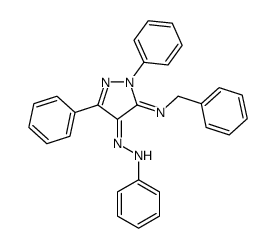 N-[(5-benzylimino-1,3-diphenylpyrazol-4-ylidene)amino]aniline Structure