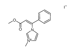 1-(3-methoxy-3-oxo-1-phenylprop-1-en-1-yl)-3-methyl-1H-imidazol-3-ium iodide Structure