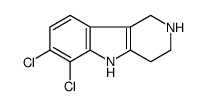 6,7-dichloro-2,3,4,5-tetrahydro-1H-pyrido[4,3-b]indole结构式