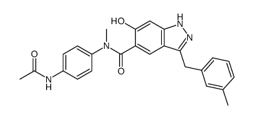 5-[N-(4-acetamidophenyl)-N-methylaminocarbonyl]-3-(3-methylbenzyl)-6-hydroxy-1H-indazole Structure