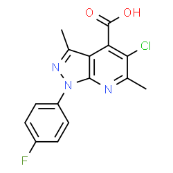 5-Chloro-1-(4-fluorophenyl)-3,6-dimethyl-1H-pyrazolo[3,4-b]pyridine-4-carboxylic acid结构式
