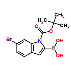 (6-Bromo-1-(tert-butoxycarbonyl)-1H-indol-2-yl)boronic acid Structure