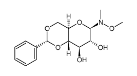 N,O-dimethyl-N-(4,6-O-benzylidene-β-D-glucopyranosyl)hydroxylamine结构式