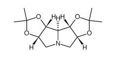 1α,2α,6α,7α,7aβ-1,2:6,7-di-O-isopropylidene-1,2,6,7-tetrahydroxypyrrolizidine Structure