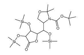 2-Methyl-2-propanyl 2,2-dimethyl-4-({5-oxo-3,4-bis[(trimethylsily l)oxy]tetrahydro-2-furanyl}[(trimethylsilyl)oxy]methyl)-1,3-oxazo lidine-3-carboxylate (non-preferred name)结构式
