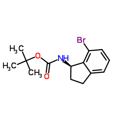 2-Methyl-2-propanyl [(1R)-7-bromo-2,3-dihydro-1H-inden-1-yl]carbamate结构式