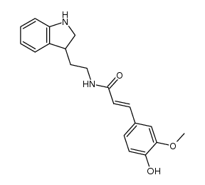 (E)-3-(4-hydroxy-3-methoxyphenyl)-N-(2-(indolin-3-yl)ethyl)acrylamide结构式